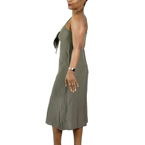 Need Supply Co Dress Green Sundress Olive Army Midi Tie Front Tank Size Medium - Picture 10 of 12
